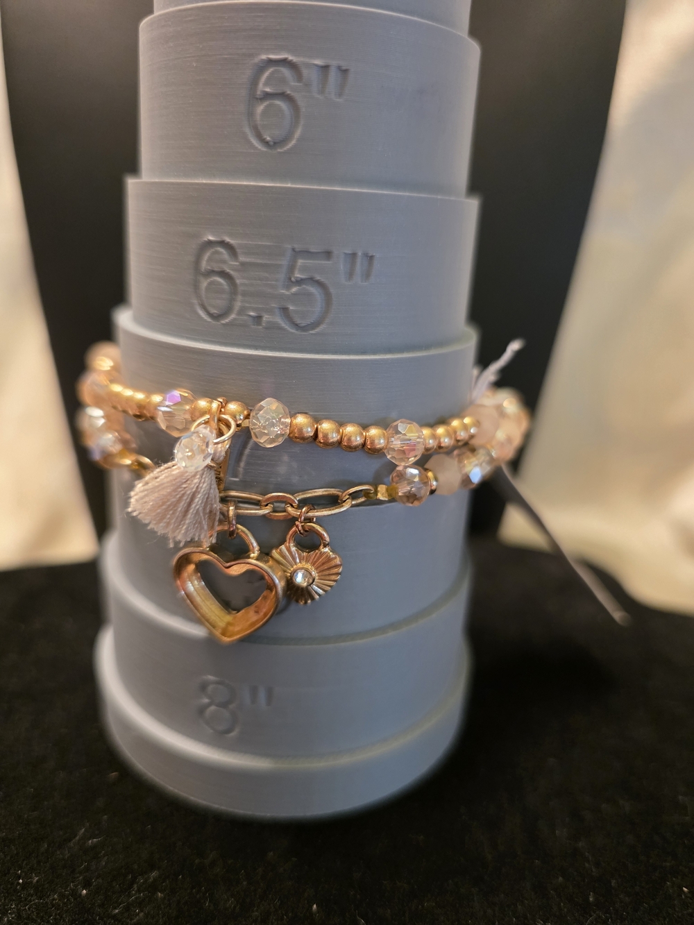 #483 lonna & lilly Gold and Beige Beaded Charm Bracelet Set